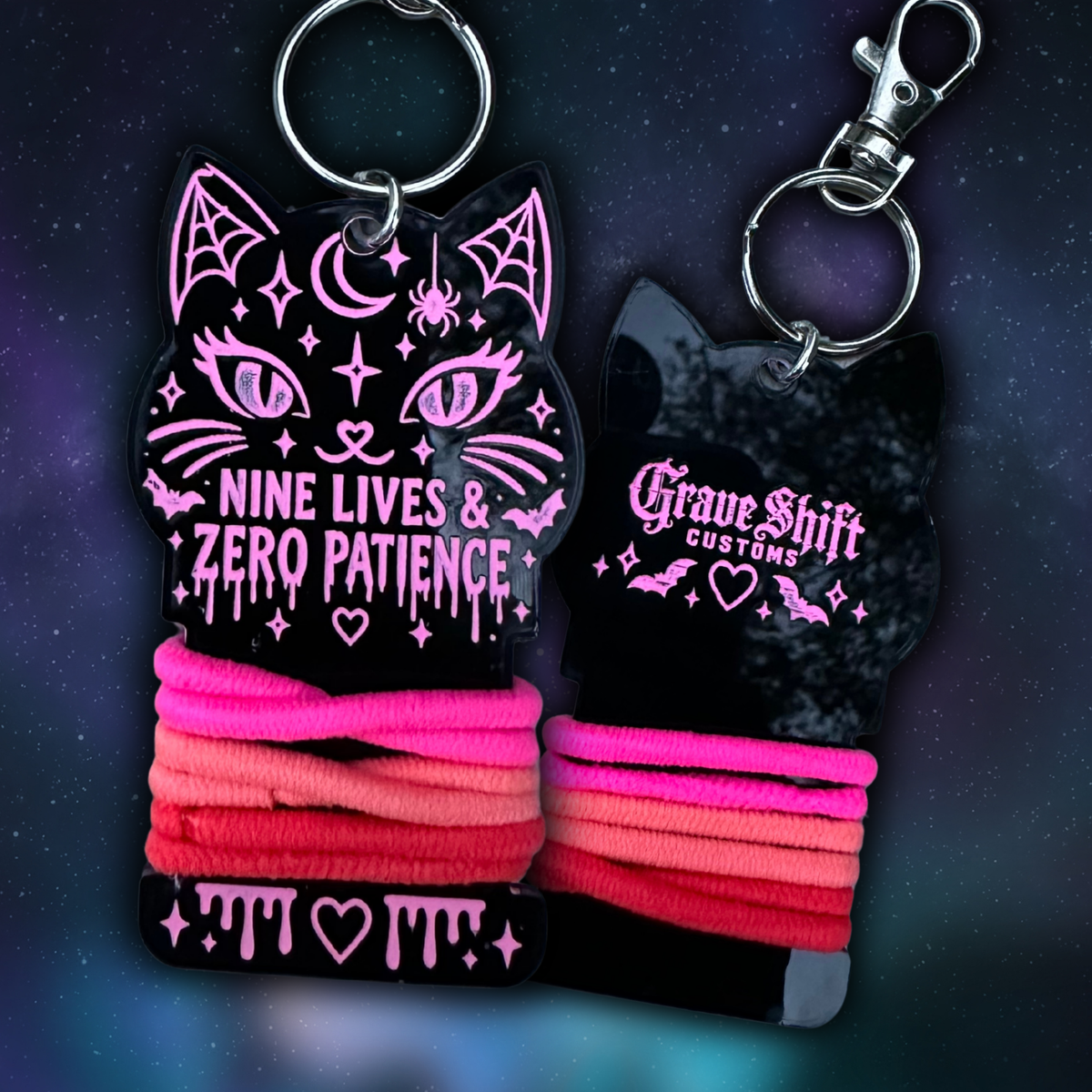 Cat Collection Hair Tie Holder Keychains